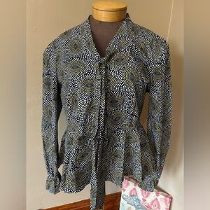 ASHRO Long Sleeve Office Career Party Women's Size 16 Blouse  With Neck Tie